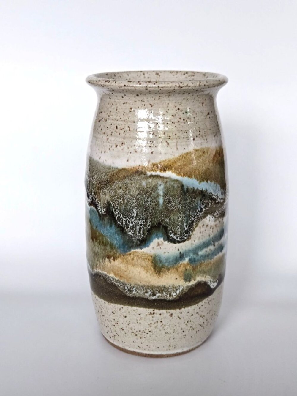 Mc Anallen Hand Thrown Pottery Vase, Natural variations Salt Glazed Speckled Vas